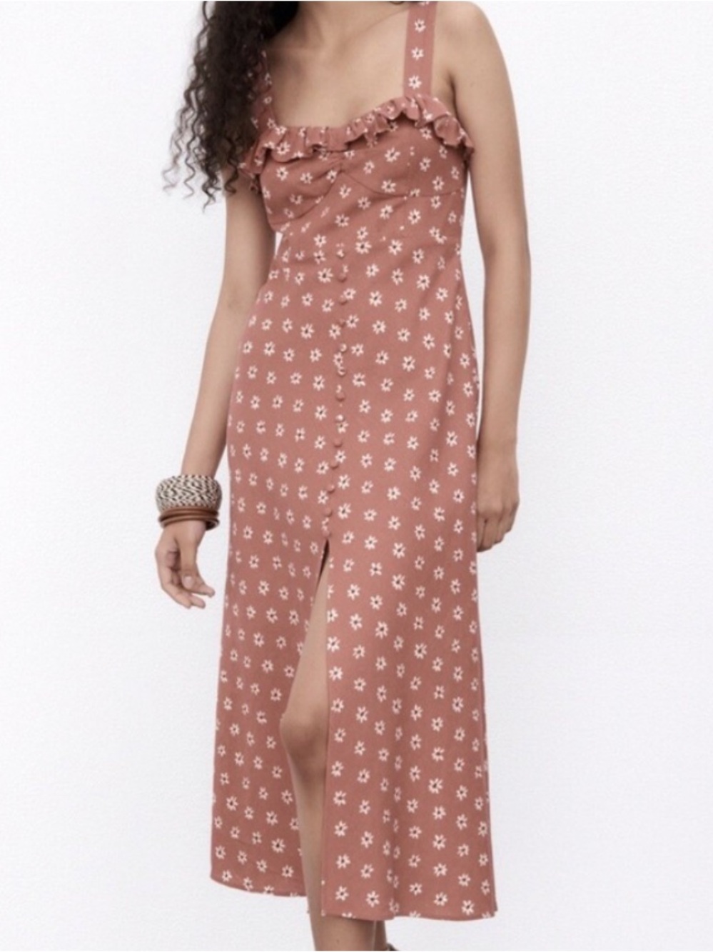 Zara Floral Midi Dress in Blush Daisy